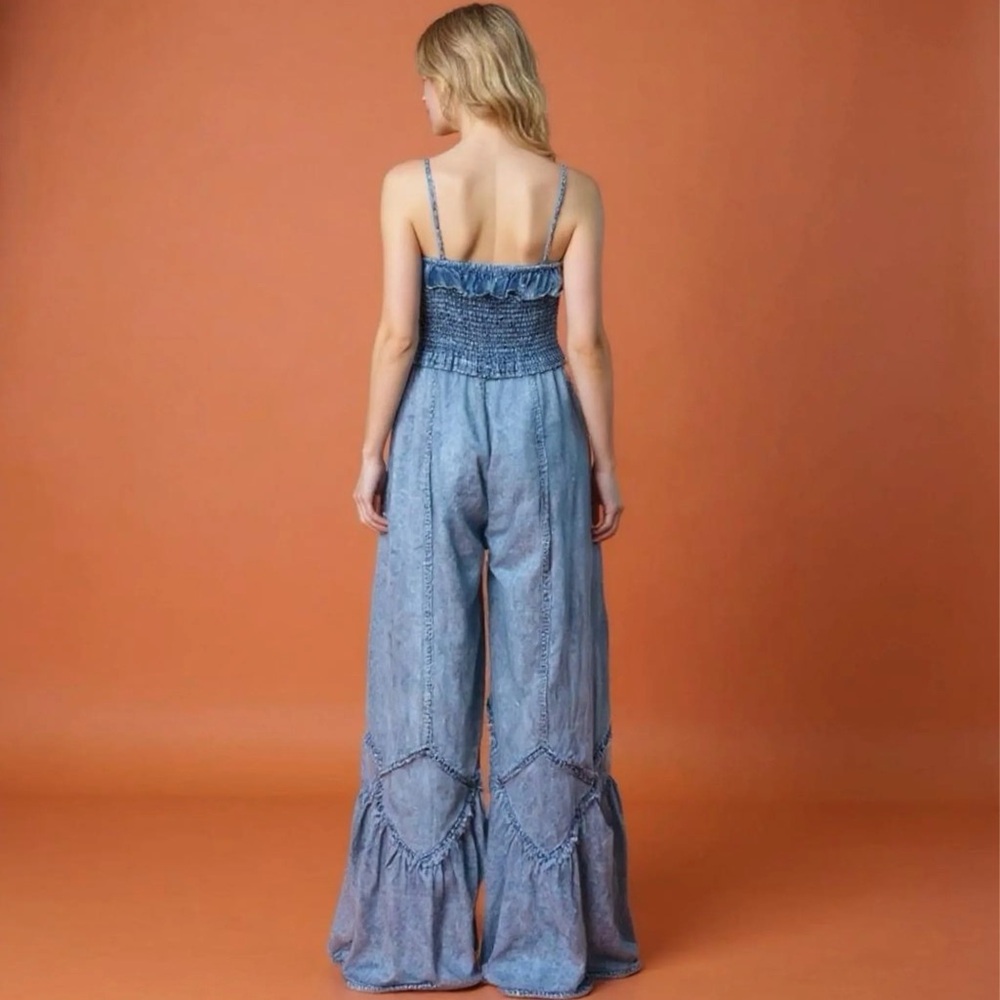 Blue Ruffled Jumpsuit - Picture 2 of 5